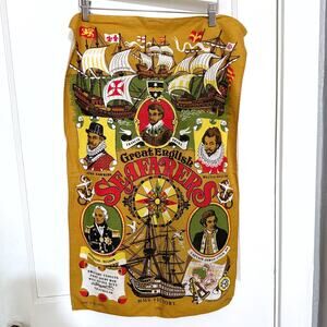 Vintage Towel Great English Seafarers Cotton Vista Drake Nelson Victory 18”x29”